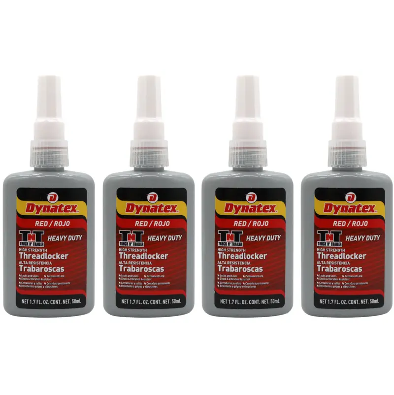Dynatex Red High-Strength Anaerobic Threadlocker – 1.70 Oz (4-Pack), Permanent Fastener Lock For Heavy-Duty & High-Vibration Applications 1