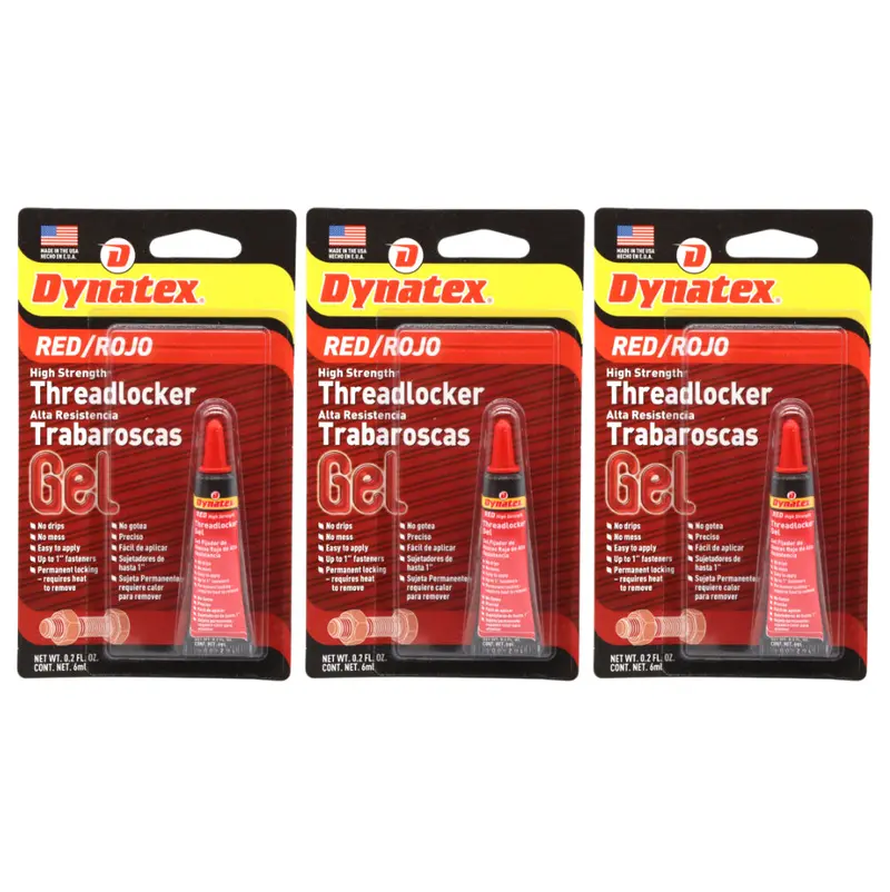 Dynatex Red High-Strength Threadlocker (0.20 Oz) – Durable Anaerobic Bonding For Large Bolts – 3-Pack 1
