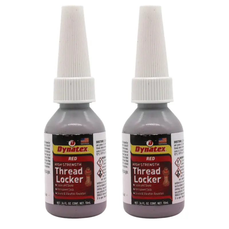 Dynatex Red High-Strength Threadlocker – 0.34 Oz Anaerobic Adhesive For Permanent Fastener Locking (2-Pack) 1