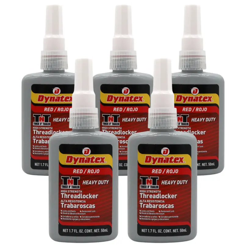 Dynatex Red High-Strength Threadlocker – 1.70 Oz, Anaerobic Adhesive For Large Fasteners (5-Pack) 1