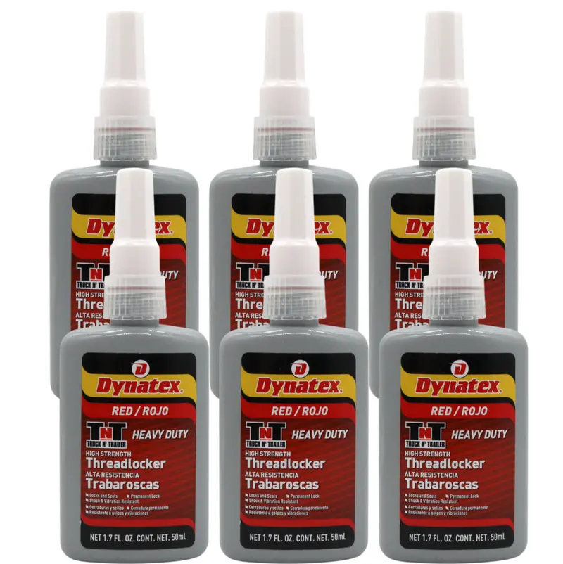 Dynatex Red High-Strength Threadlocker – 1.70 Oz, Professional-Grade Permanent Locking Solution (6-Pack) 1