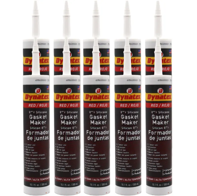 Dynatex Red High-Temp Rtv Silicone Gasket Maker – 10.1 Oz Caulk Tube, Oxygen Sensor Safe, Oem-Compliant, 650°F Rated, Fluid Resistant, Usa-Made (10-Pack) 1