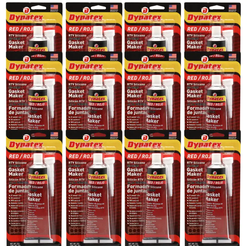 Dynatex Red High-Temp Rtv Silicone Gasket Maker – 3 Oz Tube (12-Pack), Oem-Compliant, 650°F Resistance, Sensor-Safe, Usa Manufactured 1