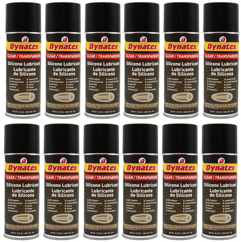 Dynatex Silicone Spray Lubricant – 10.25 Oz Aerosol (12-Pack) – Dry-Film, Waterproof, Non-Toxic Lubricant For Metal, Plastic, Rubber 1