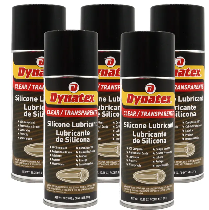 Dynatex Silicone Spray Lubricant – 10.25 Oz Aerosol (5-Pack) – Dry-Film, Waterproof, Non-Toxic Lubricant For Metal, Plastic, Rubber 1