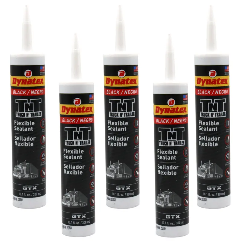 Dynatex Truck & Trailer Black Flexible Sealant – 10.1 Oz Primerless All-Weather Caulk, Elastic Permanent Bond (5-Pack) 1