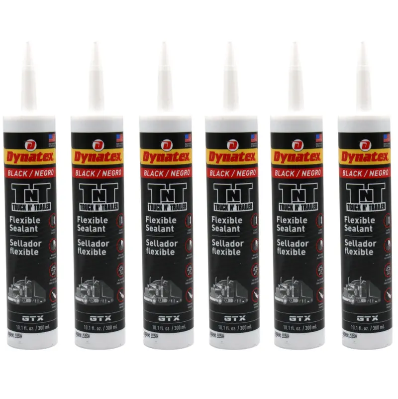 Dynatex Truck & Trailer Black Flexible Sealant – 10.1 Oz Primerless All-Weather Caulk, Elastic Permanent Bond (6-Pack) 1