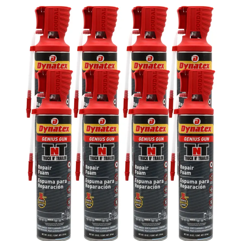 Dynatex Truck & Trailer Repair Foam (20 Oz) With Genius Gun – Extended-Use Repair Sealant – 8-Pack 1
