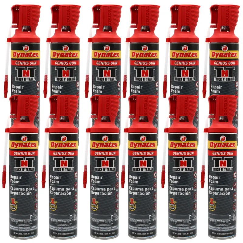 Dynatex Truck & Trailer Repair Foam (20 Oz) With Genius Gun – Heavy-Duty Gap Filler & Sound Dampener – 12-Pack 1