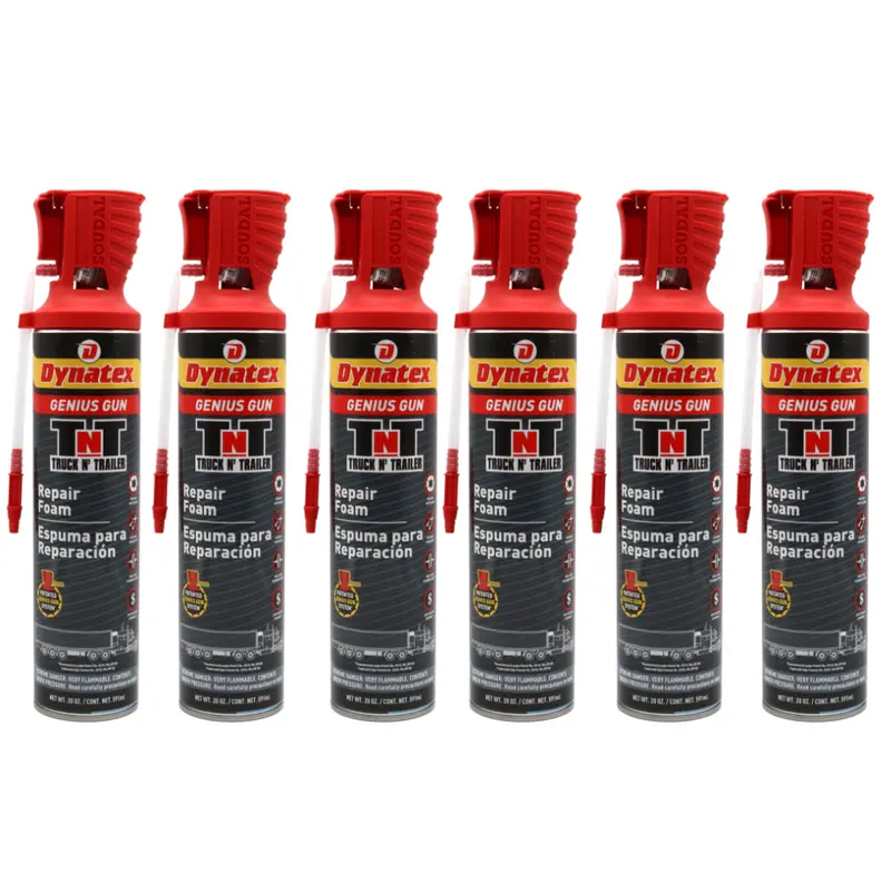 Dynatex Truck & Trailer Repair Foam (20 Oz) With Genius Gun – Low-Expansion Insulating Sealant – 6-Pack 1