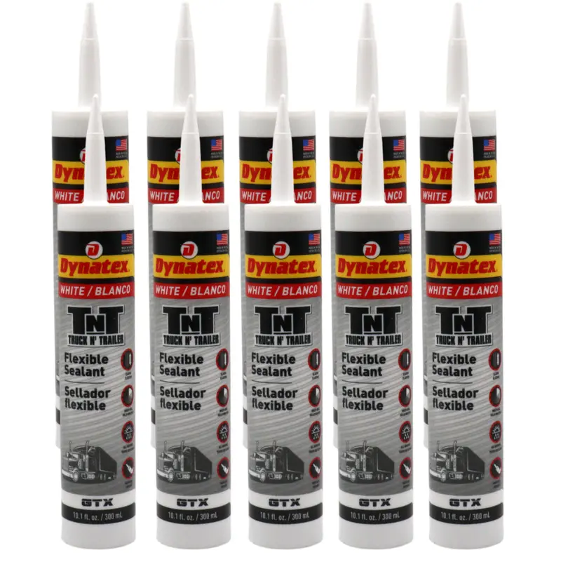 Dynatex Truck & Trailer White Flexible Sealant – 10.1 Oz Primerless All-Weather Caulk, Elastic Permanent Bond (10-Pack) 1
