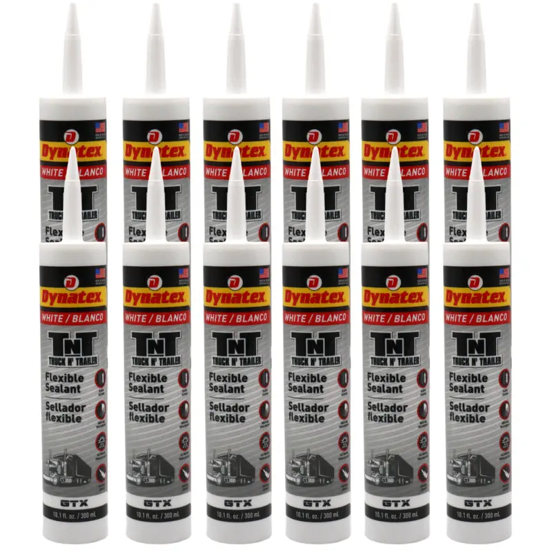 Dynatex Truck & Trailer White Flexible Sealant – 10.1 Oz Primerless All-Weather Caulk, Elastic Permanent Bond (12-Pack) 1