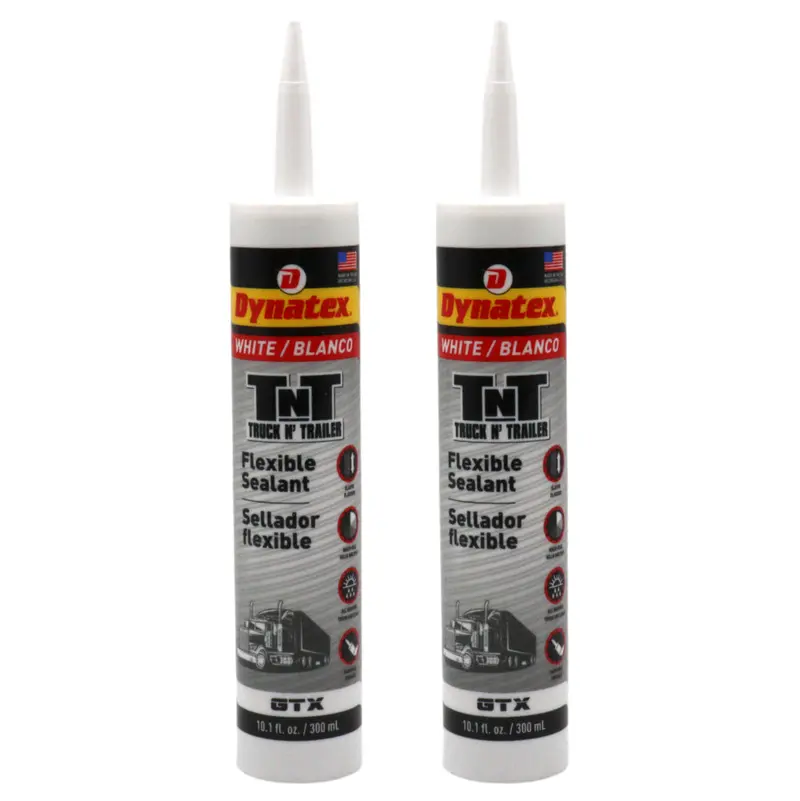 Dynatex Truck & Trailer White Flexible Sealant – 10.1 Oz Primerless All-Weather Caulk, Elastic Permanent Bond (2-Pack) 1