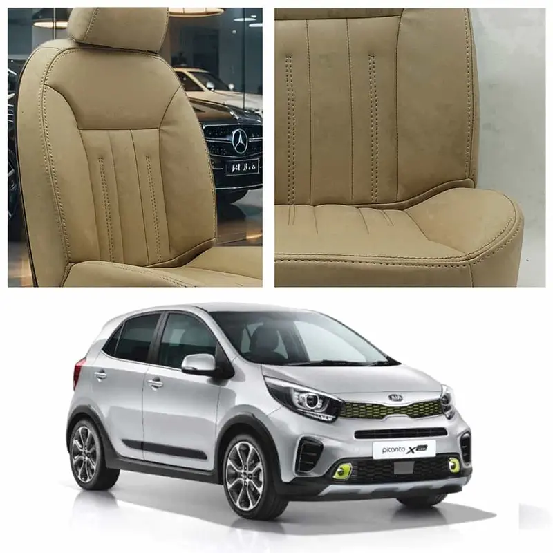 Elegant Beige Audi-Inspired Seat Covers For Kia Picanto (2019–2025) 1