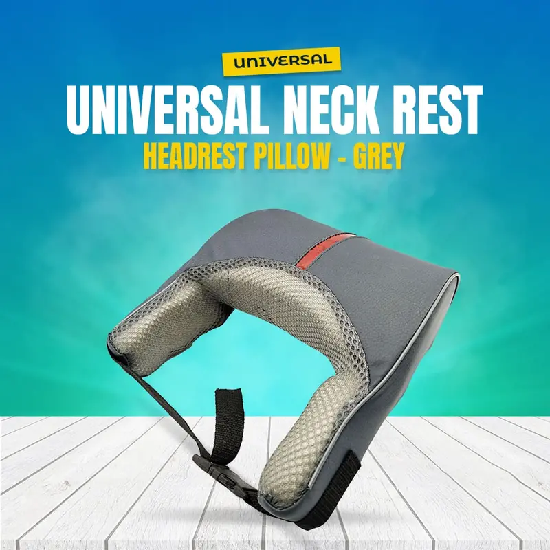 Ergonomic Headrest Neck Pillow – Universal Grey Support Cushion For Driving Or Travel 1