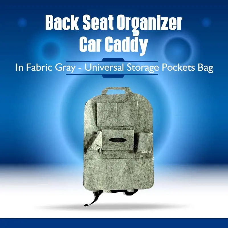 Fabric-Based Universal Backseat Organizer – Gray Car Caddy With Multi-Compartment Storage 1