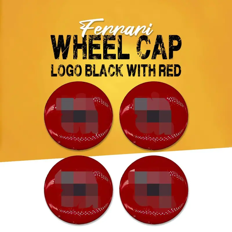 Ferrari-Emblem Wheel Center Caps – Black Base With Red Hub Detail (4-Pack) 1