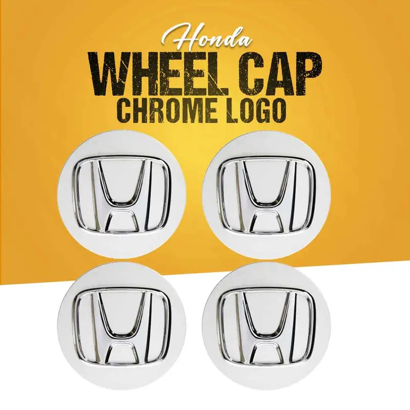 Full-Chrome Honda Center Hub Badges – 4-Piece Wheel Cap Set For Oem Finish 1