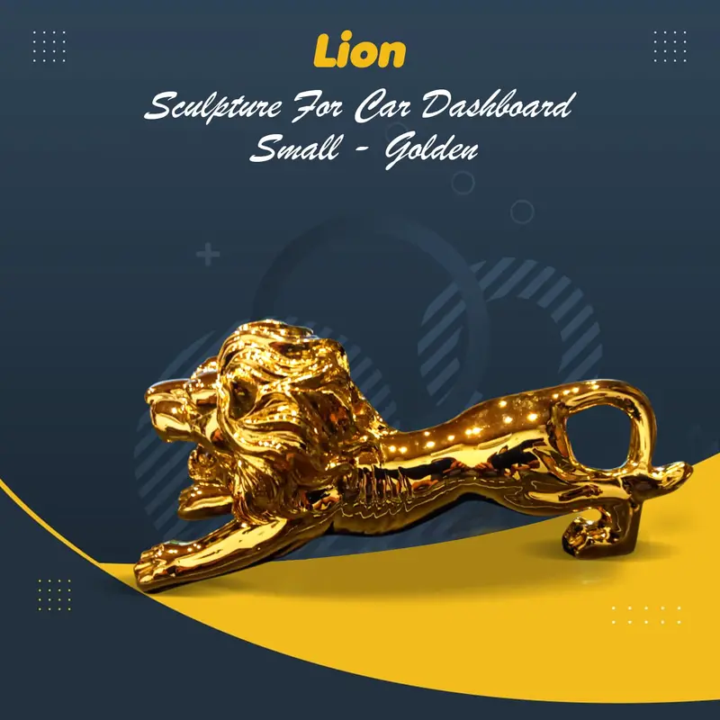 Golden Lion Dashboard Sculpture – Compact Ornamental Car Accessory 1