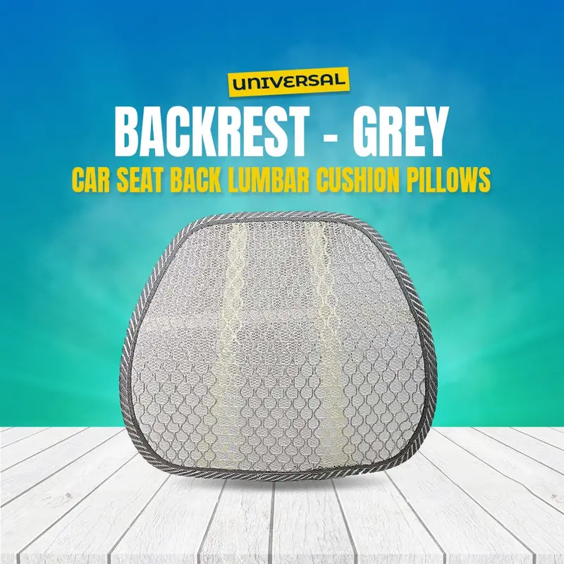 Grey Universal Car Lumbar Support Pillow With Memory Foam Backrest 1