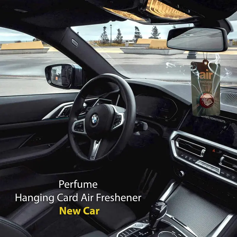 Hanging Card Car Air Freshener – New Car Scent, Elegant Perfume Infusion 1