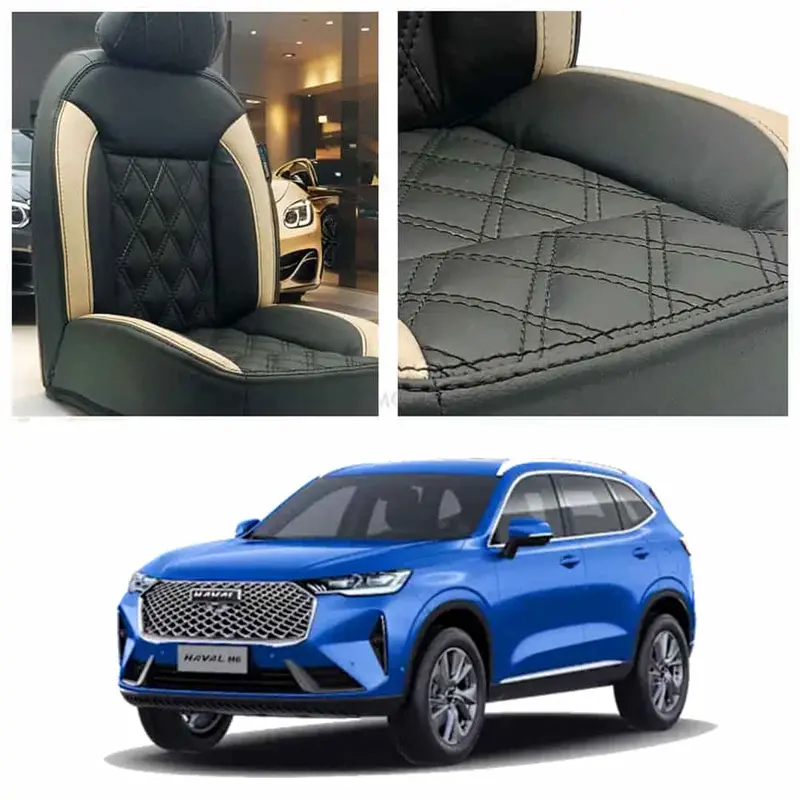Haval H6 Black And Beige Diamond-Pattern Seat Covers (2021–2024) 1