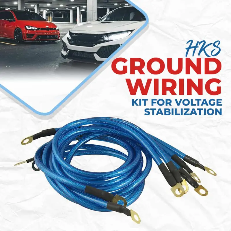 Hks Ground Wiring Kit – Blue Insulated Cables For Stable Voltage & Balanced Current Flow 1