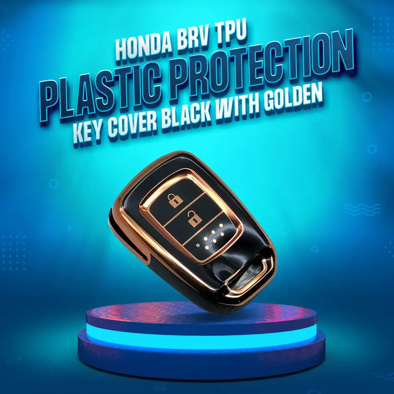Honda Br-V Key Cover (2017–2025) – 2-Button Tpu Protective Shell In Black With Gold Accents 1