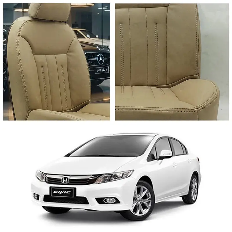 Honda Civic Audi-Themed Beige Seat Covers (2013–2015) 1