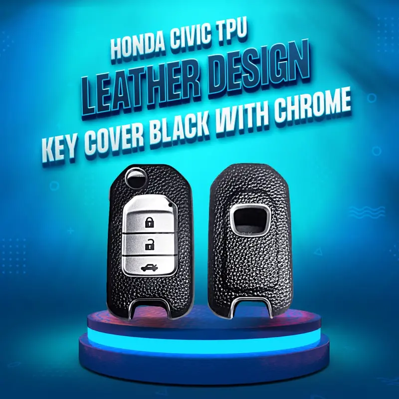 Honda Civic Black Chrome-Tone Tpu Key Cover – 3-Button Design (2014–2016) 1