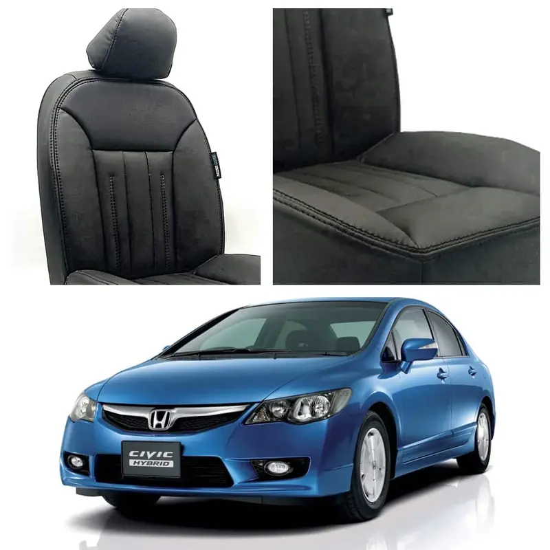 Honda Civic Black Seat Covers – Audi-Styled Interior Fit (2006–2012) 1