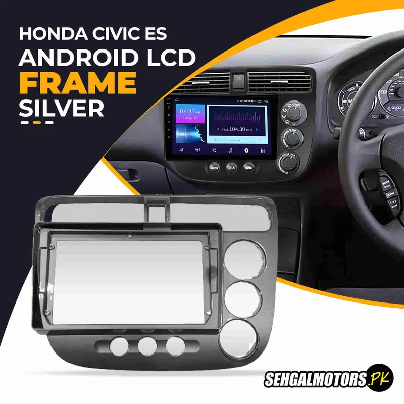 Honda Civic Es Android Stereo Frame – 9" Silver Dash Kit With Grip (2001–2006) 1