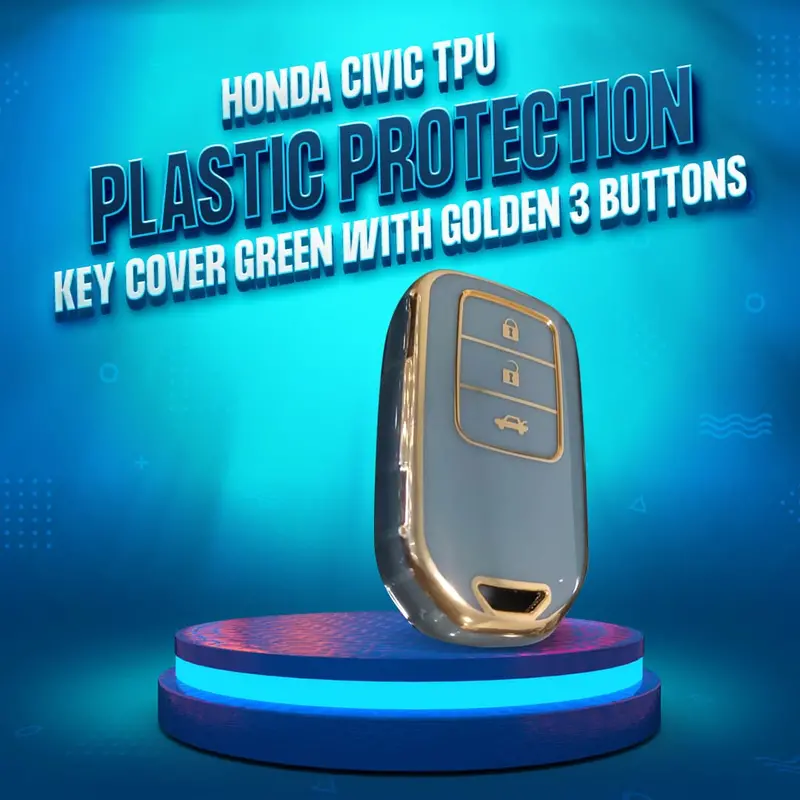 Honda Civic Green Tpu Key Cover With Gold Accents – 3-Button (2016–2021) 1