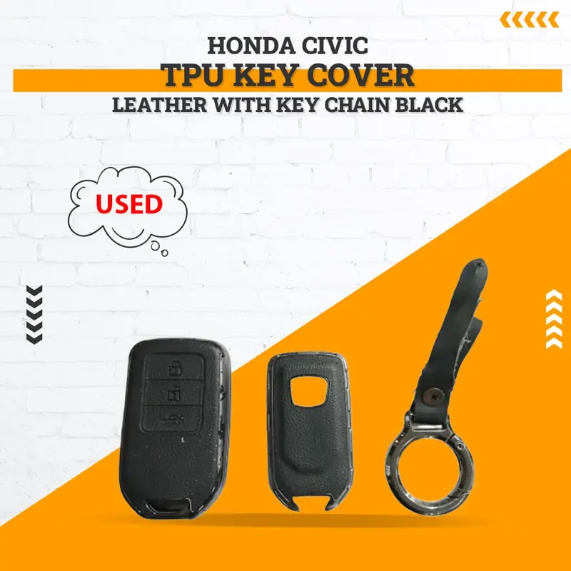 Honda Civic Leather-Keychain Tpu Key Cover – Black (2016–2021) 1