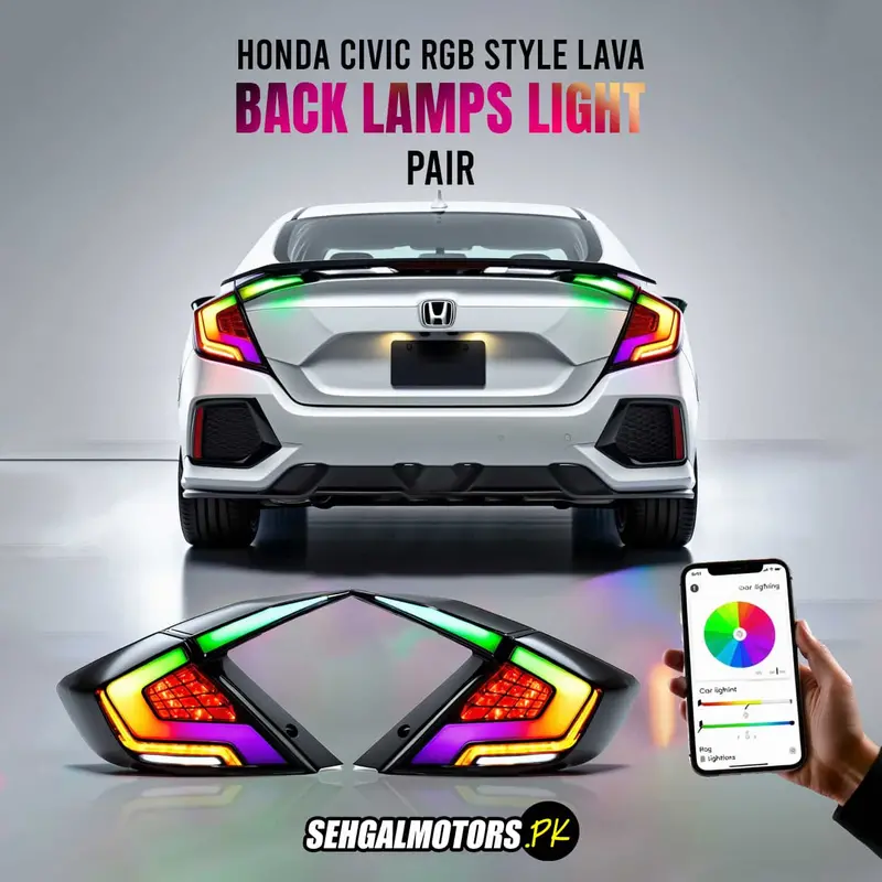 Honda Civic Rgb Lava-Effect Rear Lamps – Dynamic Backlight Pair (2016–2021) 1