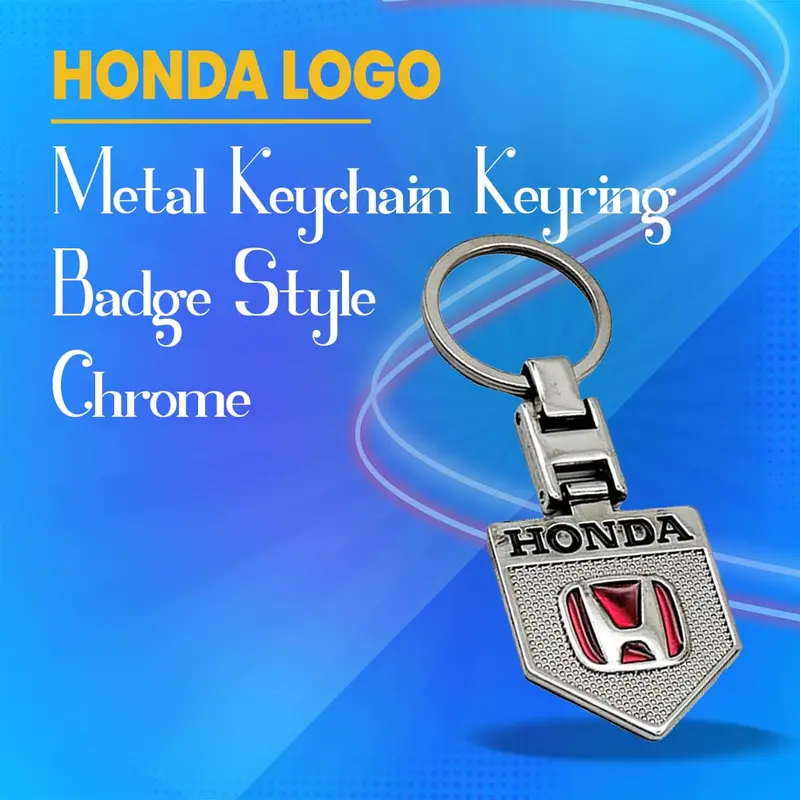 Honda Emblem Metal Keychain – Red & Silver Chrome Badge-Style Keyring 1