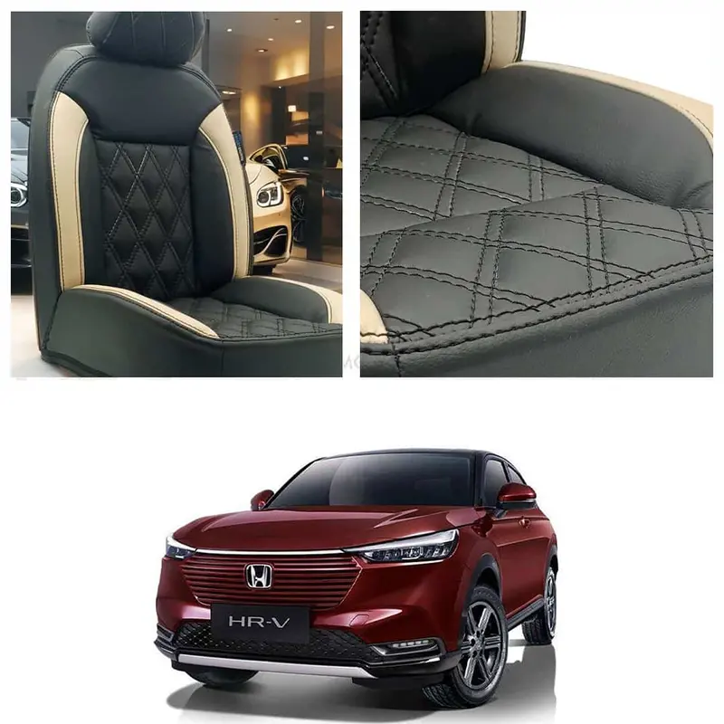 Honda Hr-V Black & Beige Diamond-Finish Seat Covers (2022–2026) 1