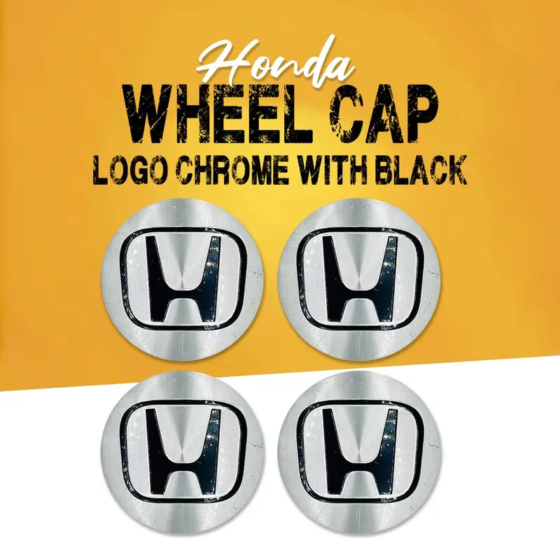 Honda Oem-Style Wheel Center Caps – Polished Chrome With Matte Black Hub Badge (4-Pack) 1
