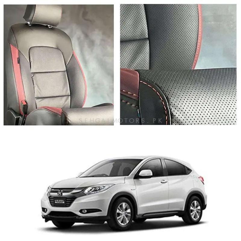 Honda Vezel Breathable Black & Red Fabric Seat Covers (2013–2025) 1