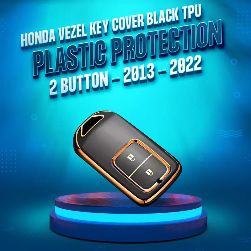 Honda Vezel Gold-Trimmed Black Tpu Key Cover (2-Button, 2013–2025) 1