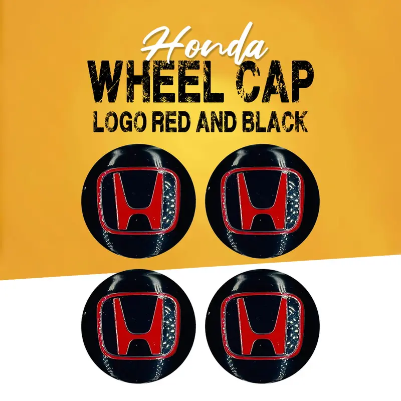 Honda Wheel Center Caps – Red-And-Black Finish With Matching Hub Badges (4-Pack) 1