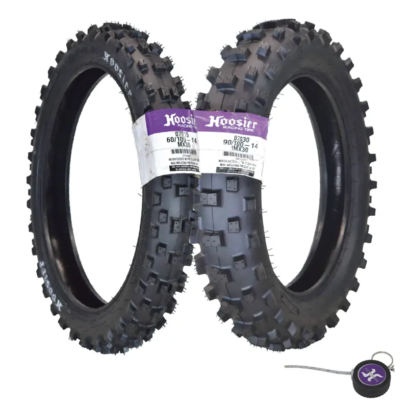 Hoosier Racing Tire Set: Mx30 60/100-14 Front + Imx30 90/100-14 Rear – Performance-Oriented Tube Tires For Dirt And Track Use 1