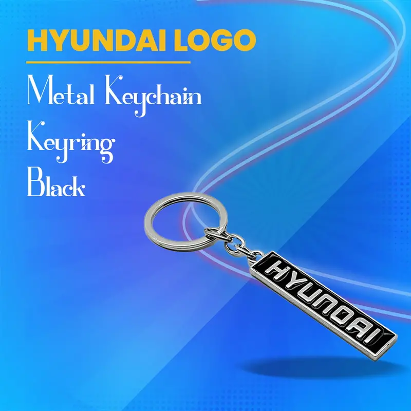 Hyundai-Branded Matte Black Metal Keychain – Durable Keyring Accessory 1