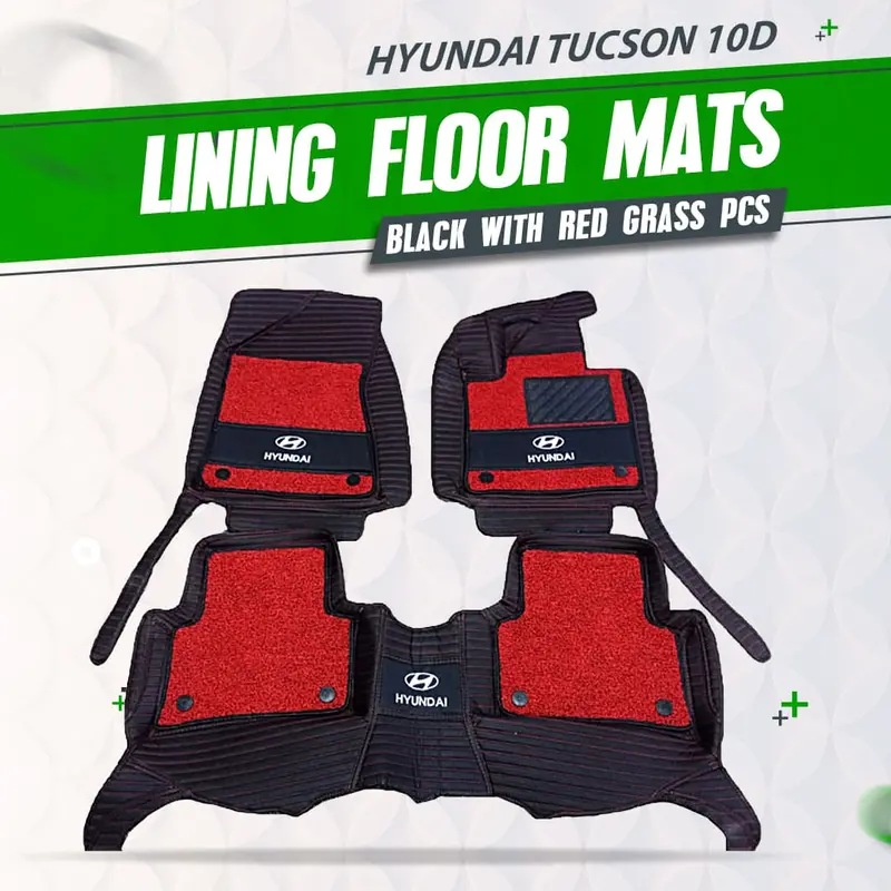 Hyundai Tucson 2020–2025 10D Custom Floor Mats – 3-Piece Mixed-Thread Set With Red Grass Accents 1