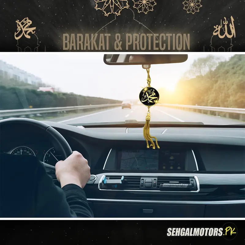 Islamic-Inspired Gold Chain Hanging Ornament For Vehicle Interiors 1