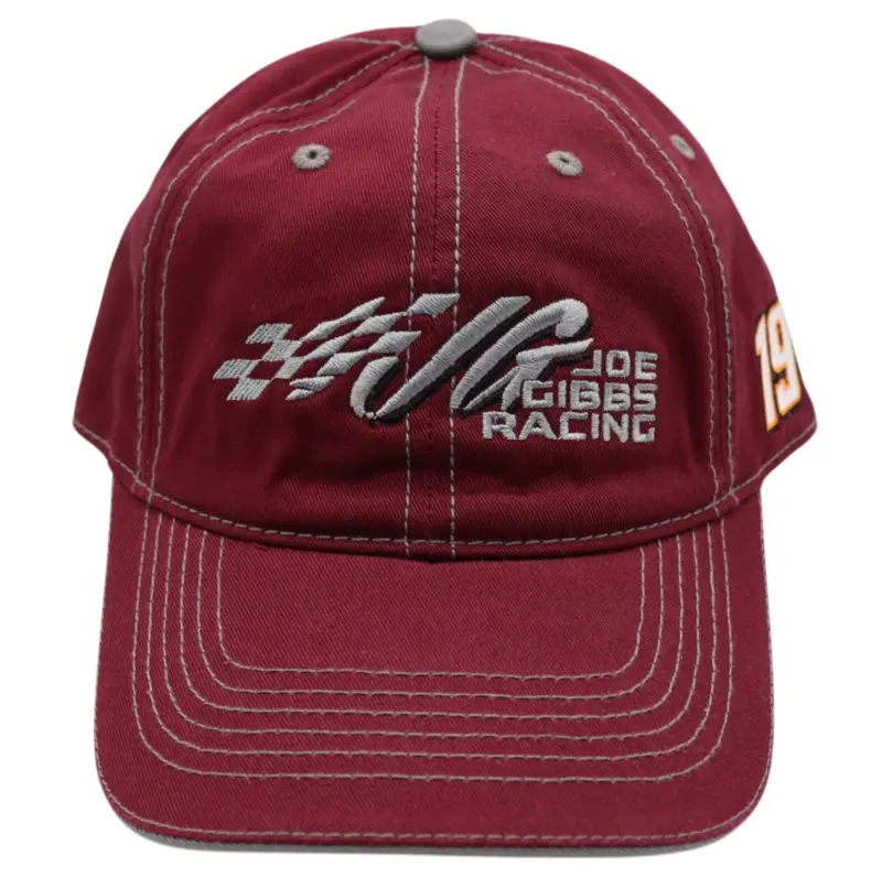 Joe Gibbs Racing #19 Maroon Adjustable Baseball Cap – Cotton Structured Hat With Embroidered Team Logo 1