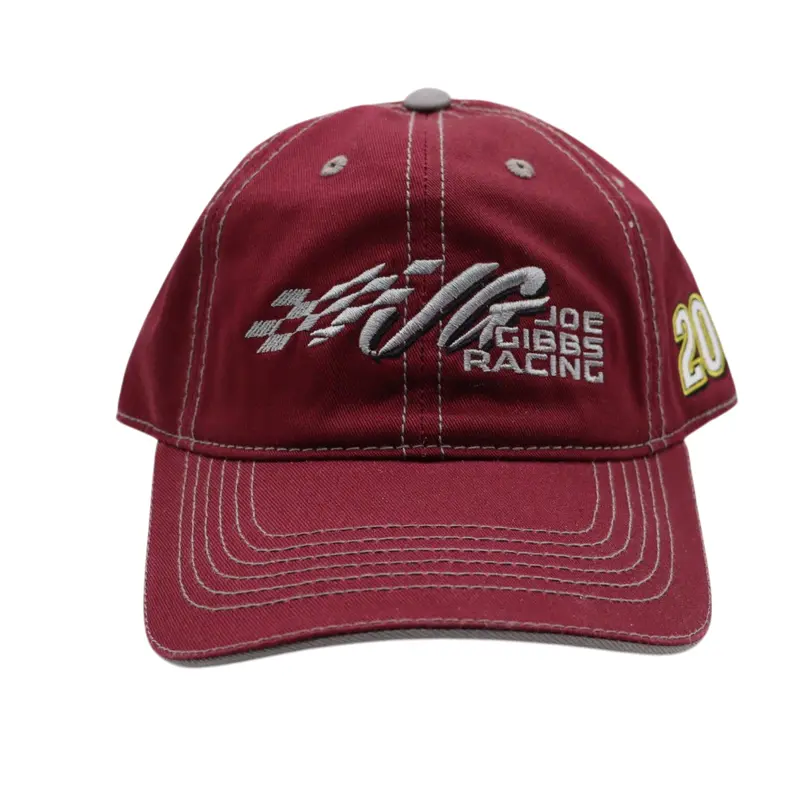 Joe Gibbs Racing #20 Maroon Adjustable Baseball Cap – Cotton Structured Hat With Embroidered Team Logo 1
