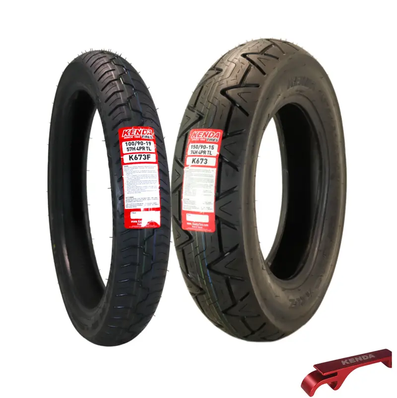 Kenda Kruz K673 Cruiser Tire Pair: 100/90-19 Front & 150/90-15 Rear – Dot-Approved, High-Mileage Street Tires With Enhanced Wet Traction And Stability 1