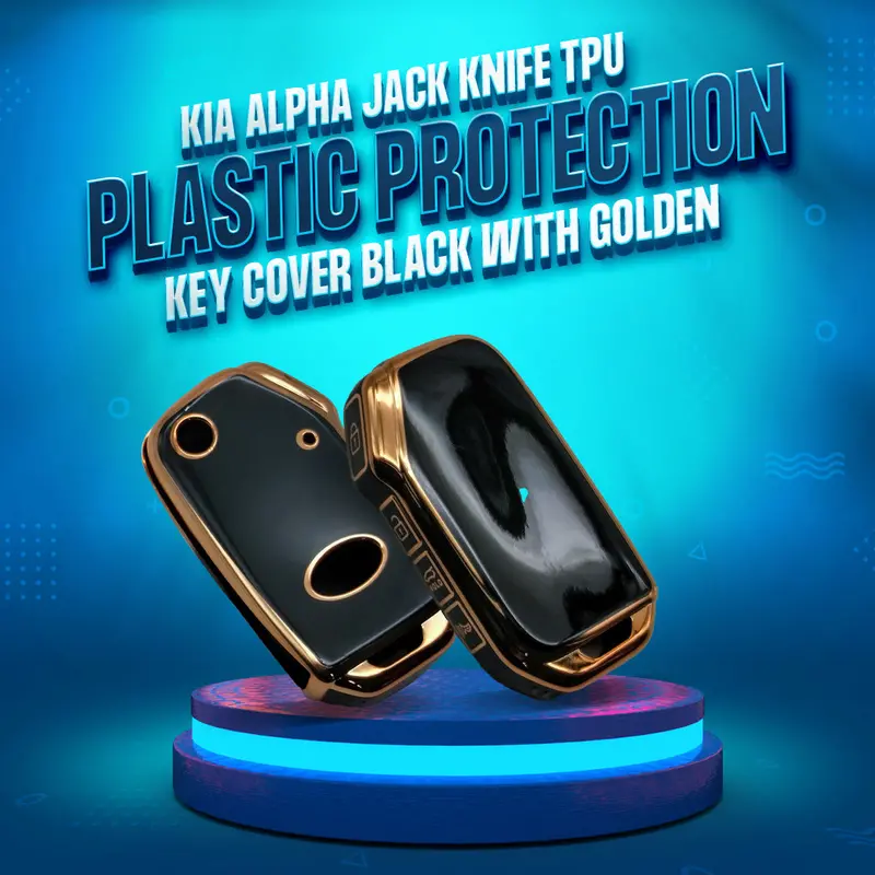 Kia Alpha Jack Knife Tpu Key Cover – Dual-Tone Black & Gold Finish (4-Button, 2019–2025) 1
