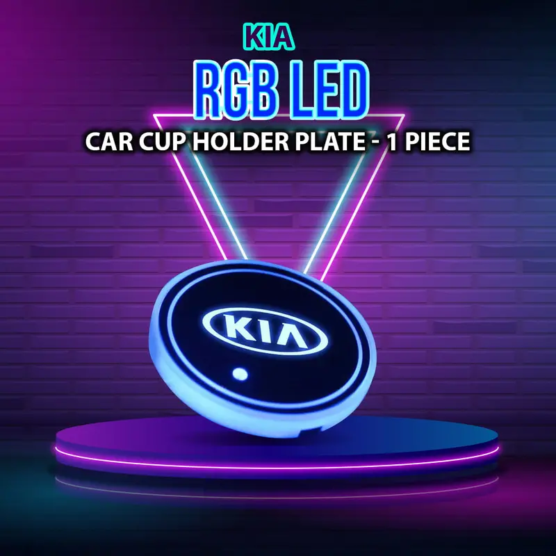 Kia Rgb Led Cup Holder Mat – Rechargeable Glass Coaster With Adjustable Color Lighting 1